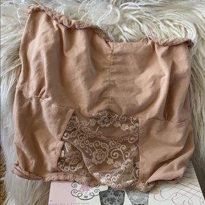 Bandeau T-shirt bra with lace trim